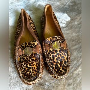 Ralph Lauren Carley II Brown Leopard Loafers Flat Shoes